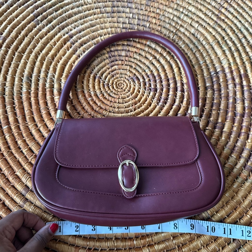 Madison west Burgundy faux Leather shoulder Handbag